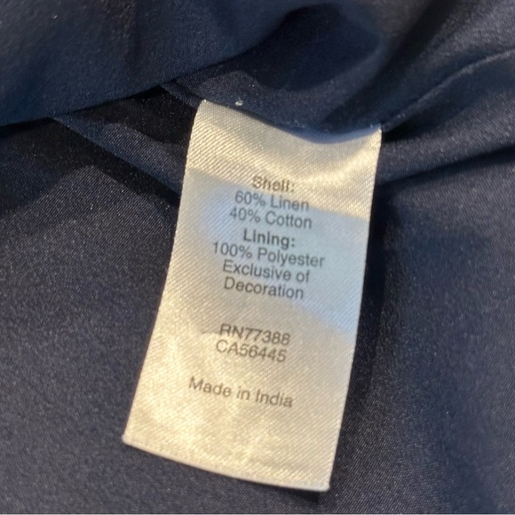 J. Crew Embroidered Navy Linen Sleeveless Shift Dress Size Medium‎ - Picture 6 of 6